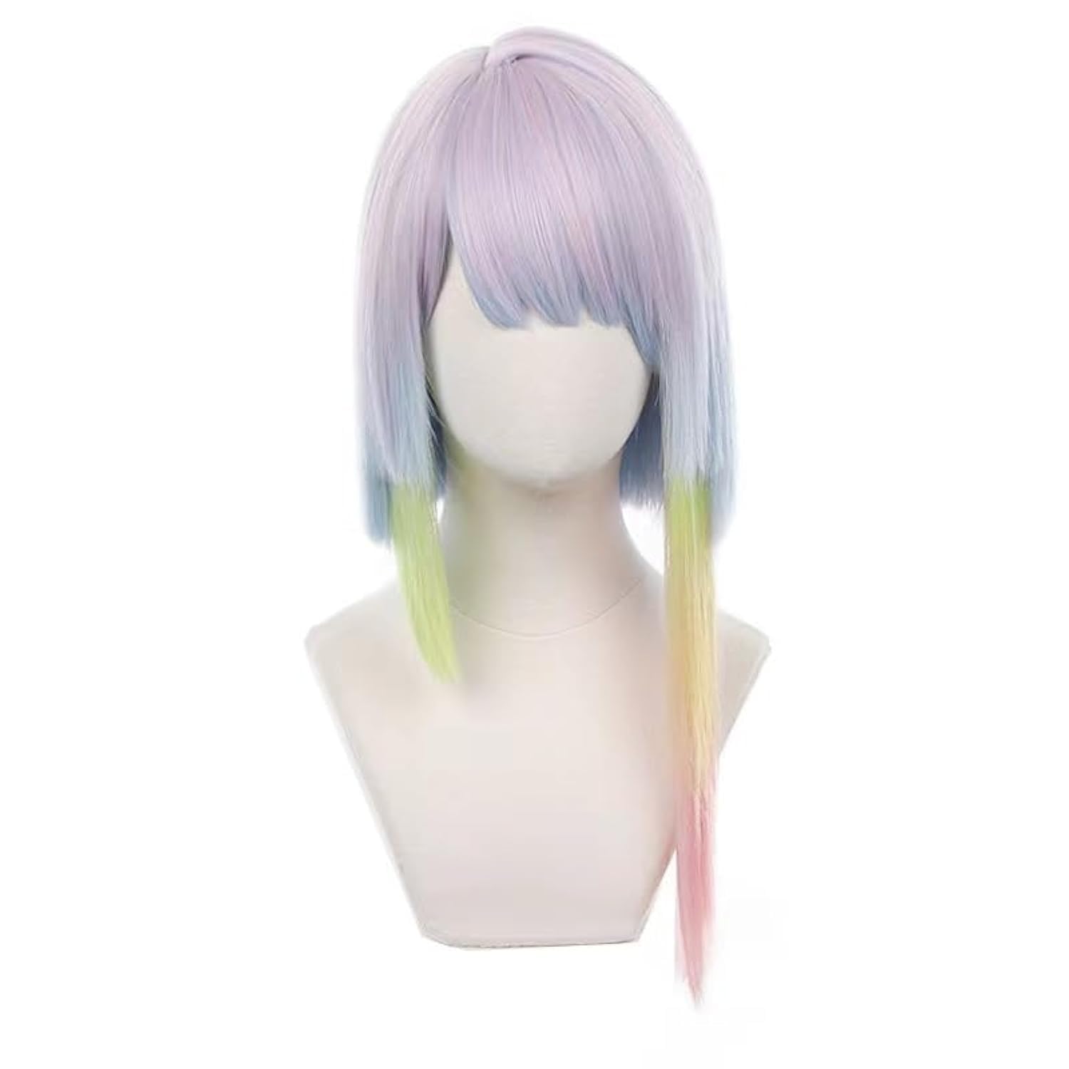 Tongtta Stylish Colorful Bob Cosplay Wigs with Bangs Halloween Costume Rainbow Wig for Women