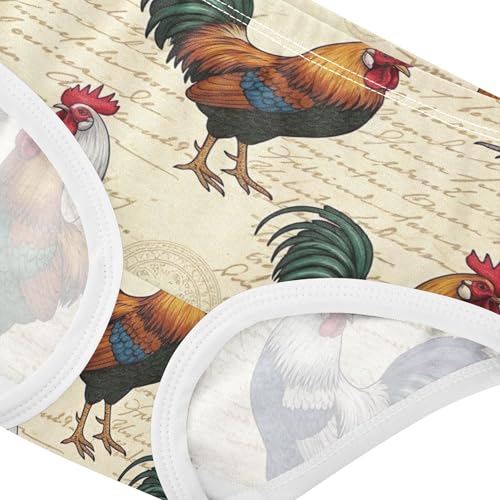 Colorful Vintage Cartoon Roosters Panties Little Girl Toddler Girls Underwear Cotton Animal Undies Kids Briefs 2t4