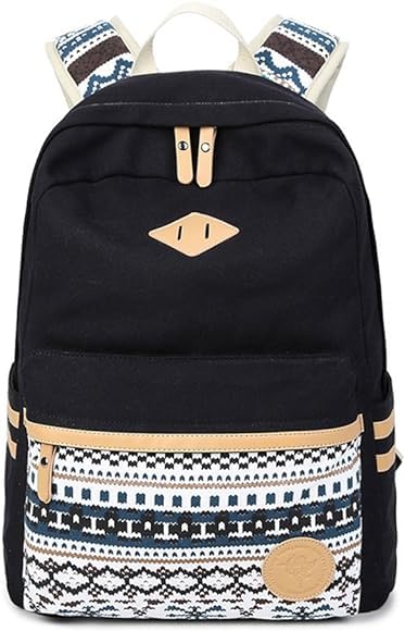 JAISOM Canvas Printing Women Backpack Travel Casual Rucksack Female Laptop Bagpack Student Bookbag School Bag for Teenage Girls (Black-I) (B0CZBWGP1W) Amazon Price History, Amazon Price Tracker