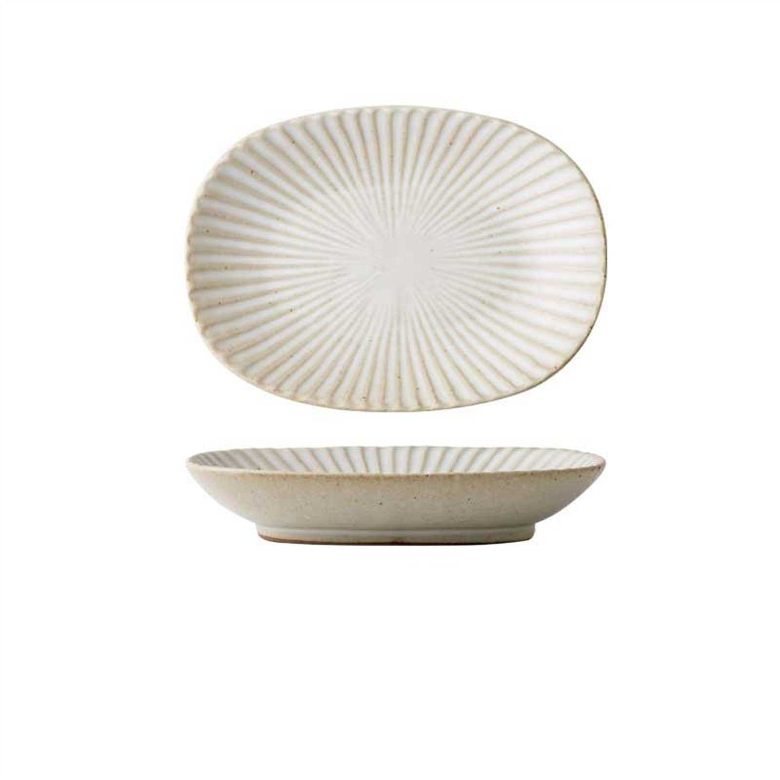 Cubiertos de cerámica Plato Ovalado Vintage de 6,1 Pulgadas Plato de cerámica para el hogar Plato de Sushi Plato de Postre Plato Hecho a Mano Plato de Comedor para el Hog