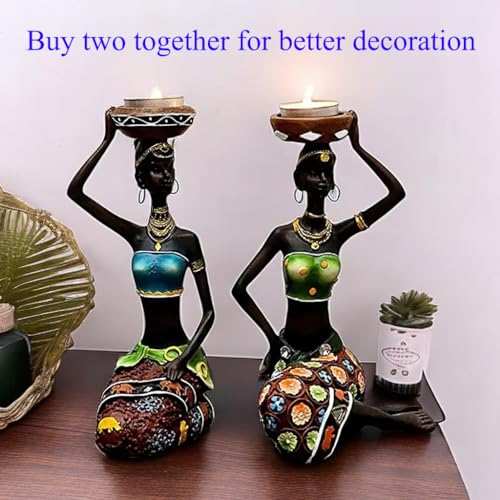 Candle Holder Decor Resin Wedding Table Decoration Africa Style Candlesticks for Centerpieces Home Decoration Accessories Candle Stick Holders Black Nordic (Green)