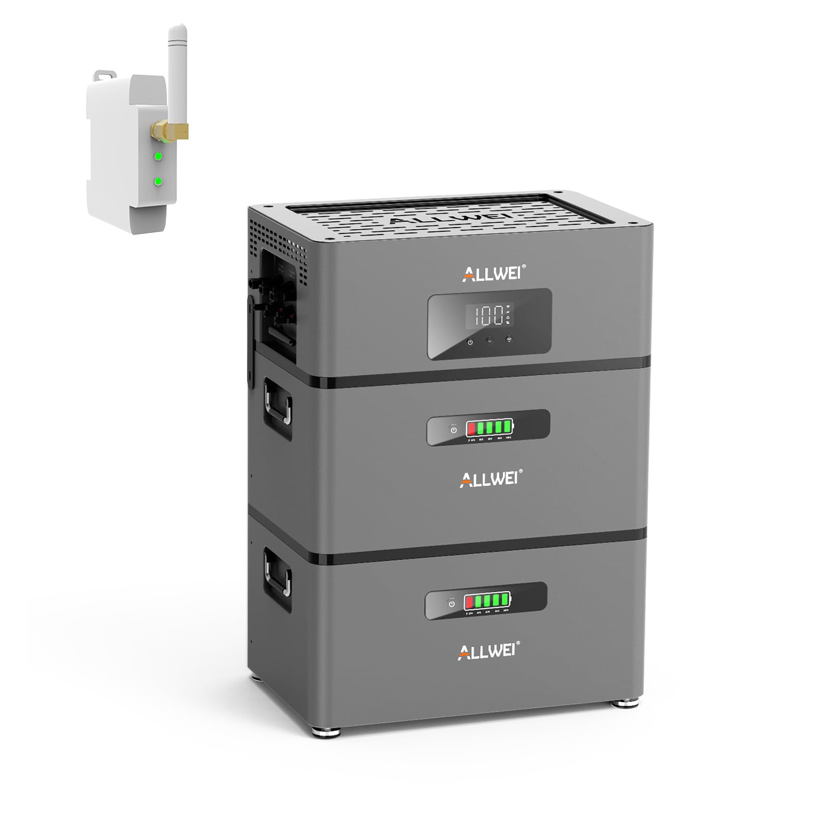 ALLWEI Inversor solar de 1600 W, sistema de almacenamiento acoplado CA, con 2 baterías B2900 (2880 Wh), 3 MPPT 3300Wp, entrada solar, todo en uno, 6000 ciclos de carga, 5,76 kWh de capacidad, Plug