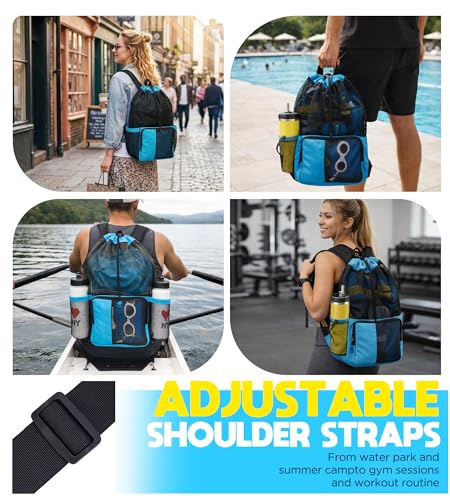 Mesh Swim Bag Drawstring Backpack bags for Swimmers Equipment Summer Essentials Mens and Women Beach Backpack - Image 7