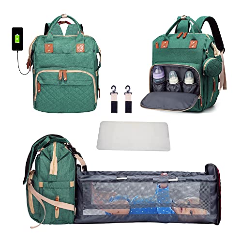 Image of AGUDAN Diaper Bag Backpack with Changing Station,3 in 1 Maternity Baby Bags with Crib, Portable Travel Nappy Back Pack