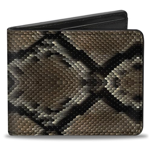 Buckle-Down Men's PU Bifold Wallet-Snake Skin 1, Multicolor, 4.0