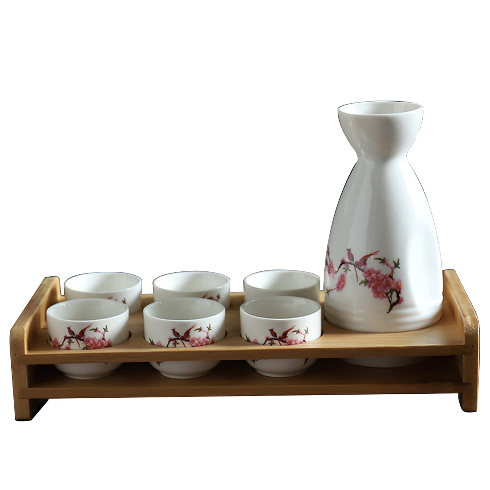 Set per Sake in Ceramica, Set per Sake con ripiano Set di Tazze per Sake da 7 Pezzi Porcellana Tradizionale Tazze in Ceramica Artigianato Bicchieri da Vino, F (Colore : C) (DD) (DD)