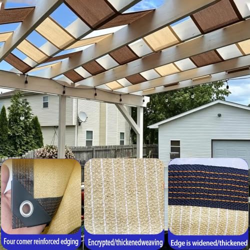Ondas pérgola tira de tela sombra 95% marrón con ojales metálicos para exterior 4