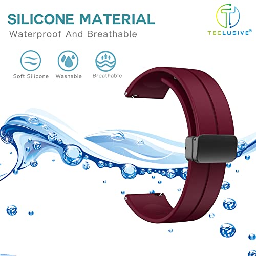 Image of T TECLUSIVE Premium Silicone Strap Band with Magnetic Lock 22mm Compatible for Galaxy Watch 3 45mm / Watch 46mm | S3 Frontier | Amazfit Stratos GTR | Fossil Gen 5 6 | Adjustable Silicon Band