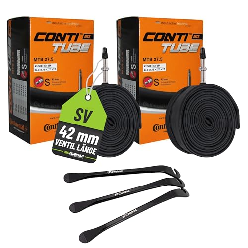 2er Set Continental Fahrradschlauch MTB 27,5 Zoll 47/62-584 SV 42 mm...