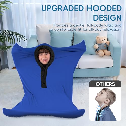 Image of OUTREE Sensory Sock for Kids 3-5 Years, Small, 36''x25.5'', Good for Height:33'' - 42'', Body Sock Helps Kids Relax and Focus, Sensory Toys for Autistic Children with Carrying Bag, Blue