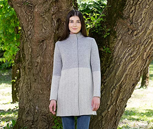 Image of SAOL Herringbone Wool Coat Cardigan for Women