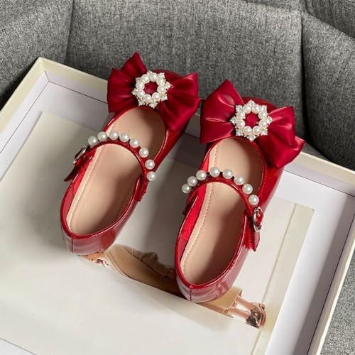 Generic Girls Marry Jane Shoes for Dance Kids Solid Color Water-Proof Bowknot Dress Shoes Toddler Casual Sneakers4