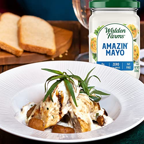 Walden Farms Amazin Mayo Spread 12 Oz Jar (Pack Of 6) Light And Tangy Mayonnaise, 0G Net Carbs Perfect For Paleo And Keto Diets, Kosher Certified, Great For Sandwiches, Salads, Mix In With Eggs, Wraps Coleslaw And More #TOP2