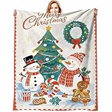 Diseño exquisito: mantas suaves pintadas con varios patrones navideños, incluyendo árboles navideños, muñecos de nieve, cajas de regalo navideñas y otros patrones. Las mantas pueden decorar su cómodo hogar mientras protegen su cama y sofá del polvo y las manchas.