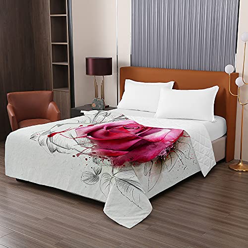 Colcha de verano transpirable y ligera con manta suave 3D rosa flor 3