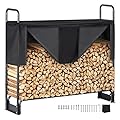 VEVOR 4.3FT Outdoor Firewood Rack with Cover, 52x14.2x46.1 in, Heavy Duty Firewood Holder & 600D Oxford Waterproof Cover for Fireplace, Patio, Indoor/Outdoor Log Storage Rack for 1/4 Cord of Firewood