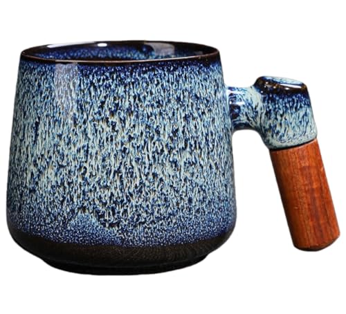 Sailozai マグカップ、セラミック、木製ハンドル、お手入れ簡単、オフィス、クリエイティブ、コーヒー、ティーカップ、パーソナライズ、自宅、誕生日、結婚式、新築祝いのギフト (2パック,ストレートカップ)