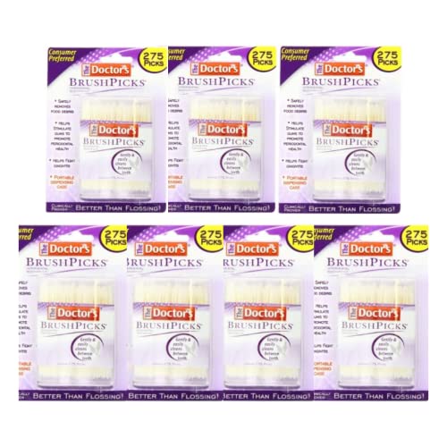 The Doctors BrushPicks Interdental Toothpicks Soft Rubber Dental Picks for Teeth Cleaning Removes Food Debris Gum Care Portable Dispensing Case 275 Count (Pack of 7)