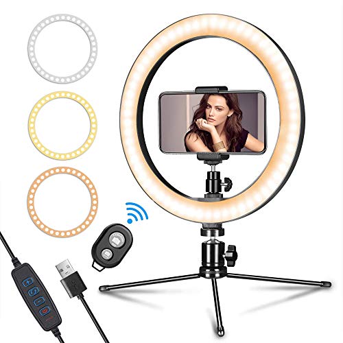 Selfie Ring Light with Stand, Beauty 10" Circle LED Lamp Ringlight with Cell Phone Stand ,Phone Tripod for YouTube Video /Makeup/Photography/Tiktok Light