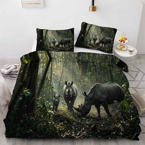 Housse de couette 220x240 rhinocéros ensemble de literie microfibre kK5933 - 4