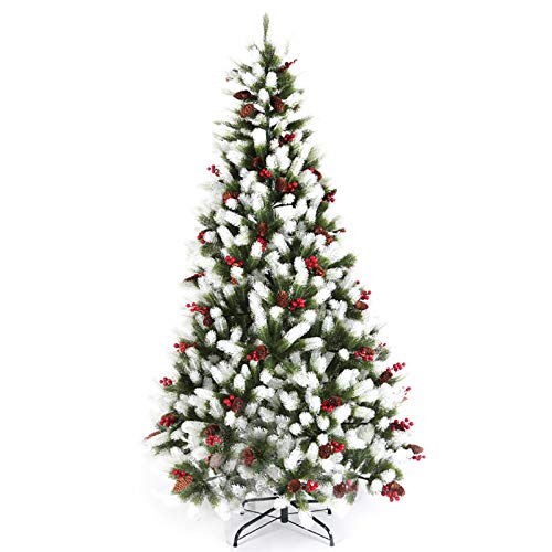 Árbol de Navidad artificial para decoración de 5 pies, con adornos con bisagras, soporte de metal, pino, para el hogar, oficina, tiendas