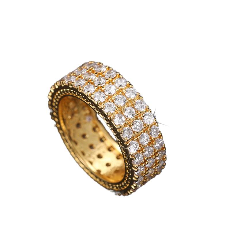 Bague éternité 3 rangs en or 18k et diamants synthétiques éclatants
