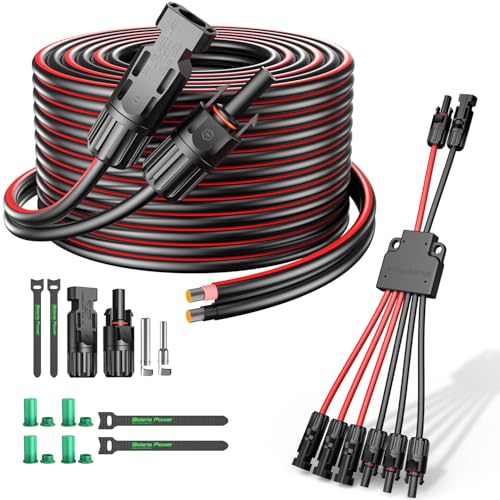 Bateria Power Solar Extension Cable 2 Conductor Wire and Solar Connectors for 2 Solar Panels