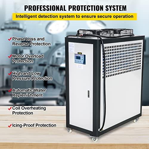 Mophorn Air-Cooled Chiller Industrial 5 Ton, 5Hp Panasonic Compressor, Finned Condenser Portable Conditioner, Micro-Computer Control & Built-In 53L Stainless Steel Water Tank For Plastic Electric #TOP4