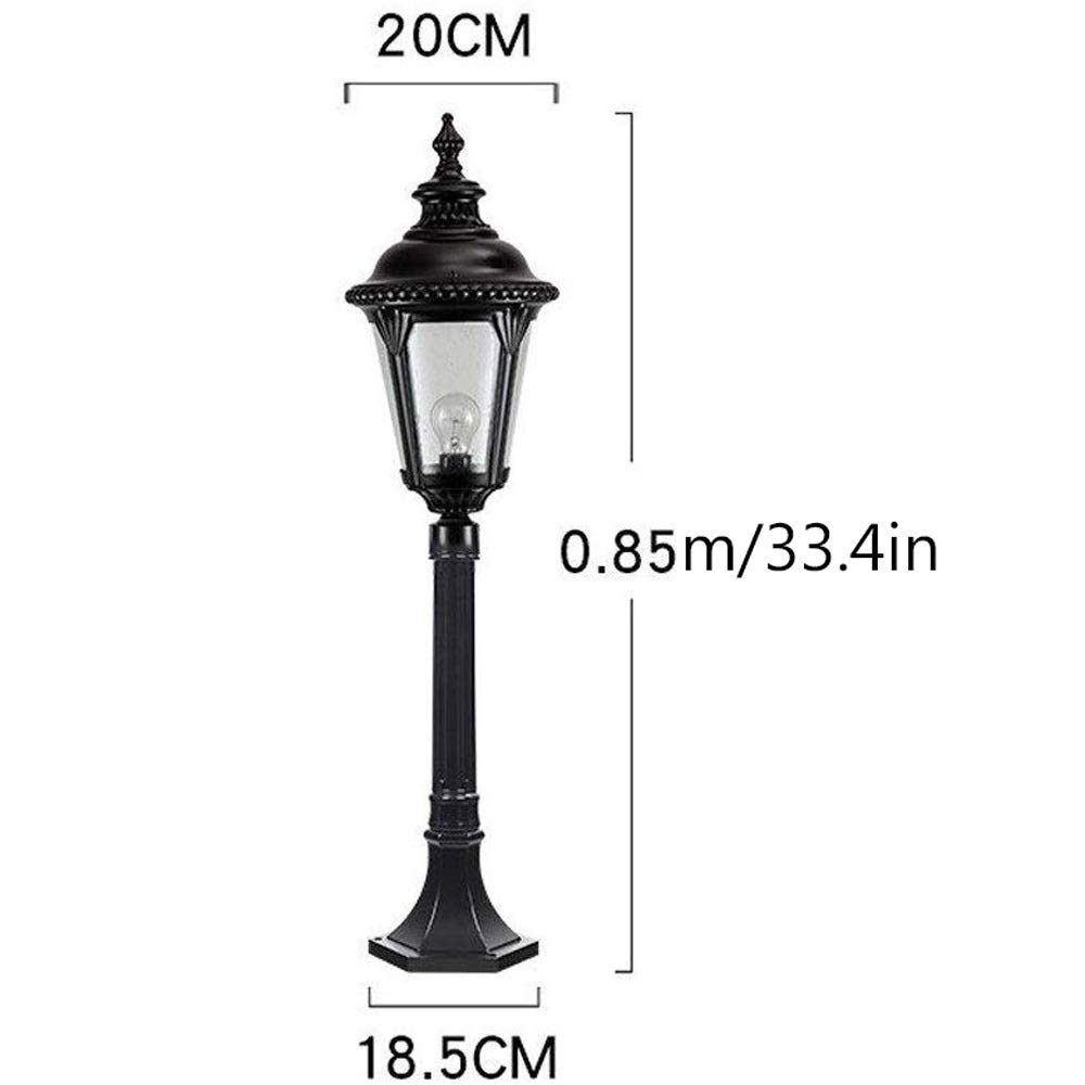 Lampadaire extérieur Noir étanche IP54, Lanterne décorative sur Poteau E27, pour clôture, aménagement paysager, éclairage de Rue, Cour, allée, Jardin.,H-33.4in