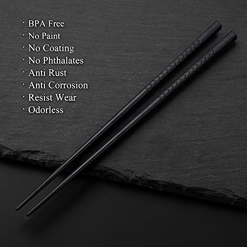 SUPJOYES 5 Pairs Fiberglass Chopsticks - Reusable Chopsticks Dishwasher Safe, Japanese Chinese Chop Sticks with Wave Pattern, 9 1/2 Inches - Image 4