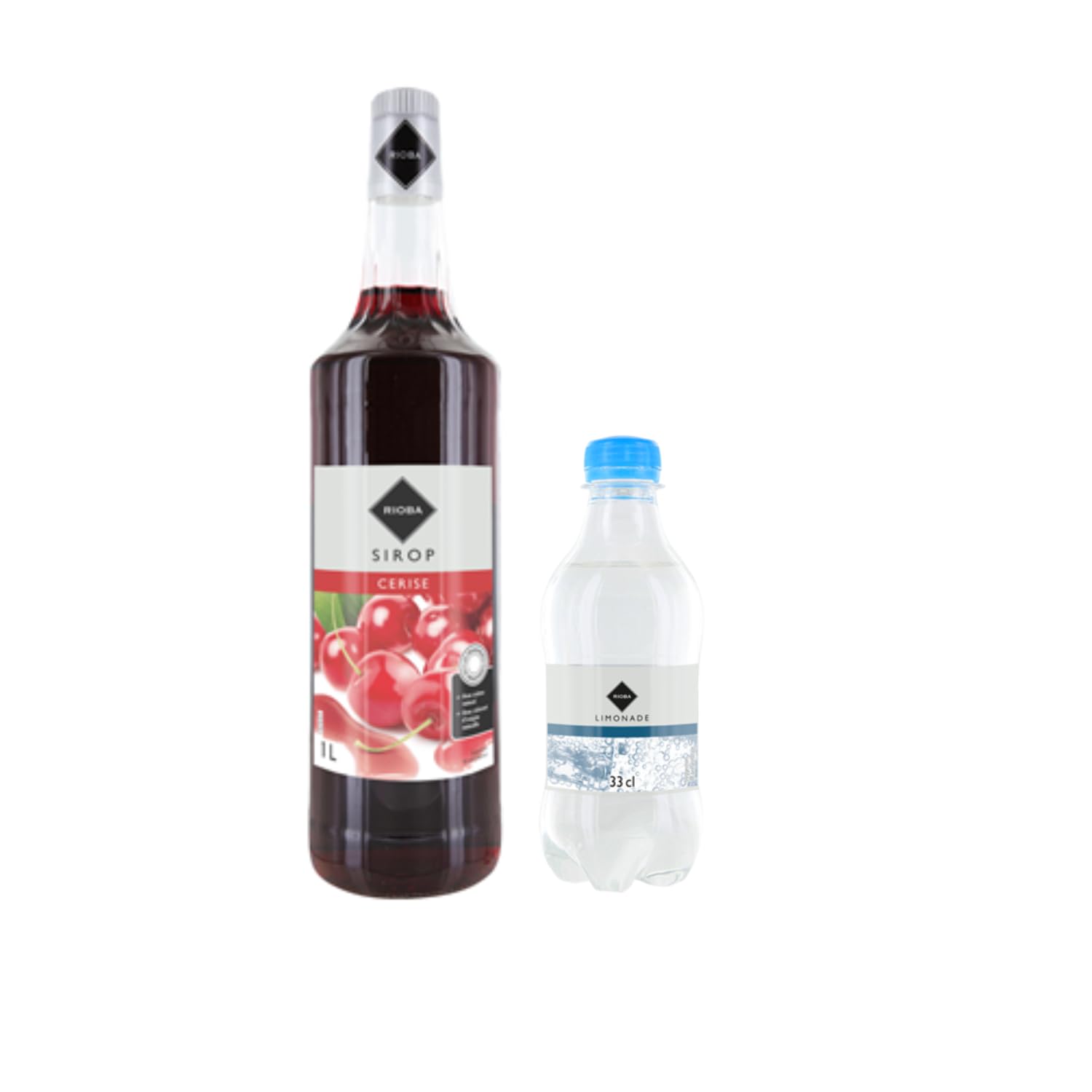 Lot Sirop Rioba & limonade: Sirop Rioba Cerise 1L - Limonade Rioba (24x33cl)