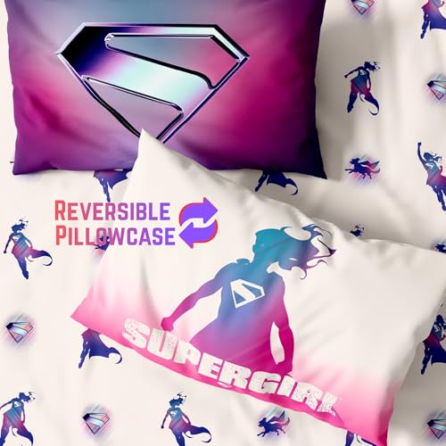 Image of Supergirl Movie Bedding Set, Full Size, 5-Piece Super Soft Cozy Reversible Comforter & Sheet Set (Officially Licensed Product) by Franco