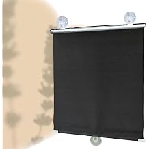 Blackout Curtain with Suction Cups-Sunshade Roller Window Shades, Temporary Retractable Window Blinds, Thermal Insulated Fabric, 85% Blackout, with Colour Coating,Black-65x125cm/26x49in