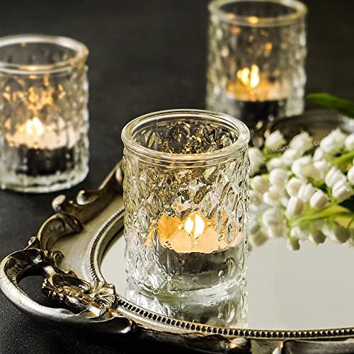 Vaserina 12 Glass Votive Candle Holders, Tealight Candle Holders in Bulk, Clear Glass Votive Candle Holders for Wedding, Candle Votives for Tables, Home Decor, and Holiday Decor