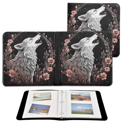 Álbum de Fotos Auto Adhesivo DIY con Cubierta de Piel PU Floral Lobo, 3 Anillas, 40 Páginas 8x10 para Recuerdos miniatura 2