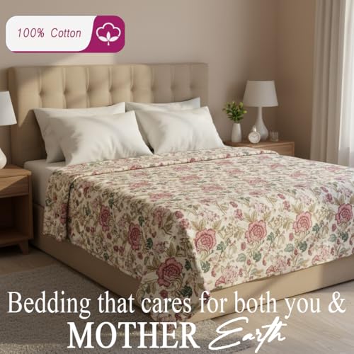Image of Trance Home Linen Premium 100% Cotton Dohar for Double Bed | 150 GSM | Reversible Ac Comforter | Light Weight All Season Soft Blanket (84x88 Inches | Malhaar Red)