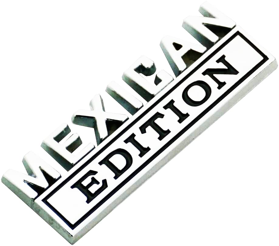 Image of 2X Universal Mexican Edition Emblem 3D Metal Badge Logo for Car /Truck /SUV /Pickup Side Door Fender Rear Liftgate (Chrome Black)