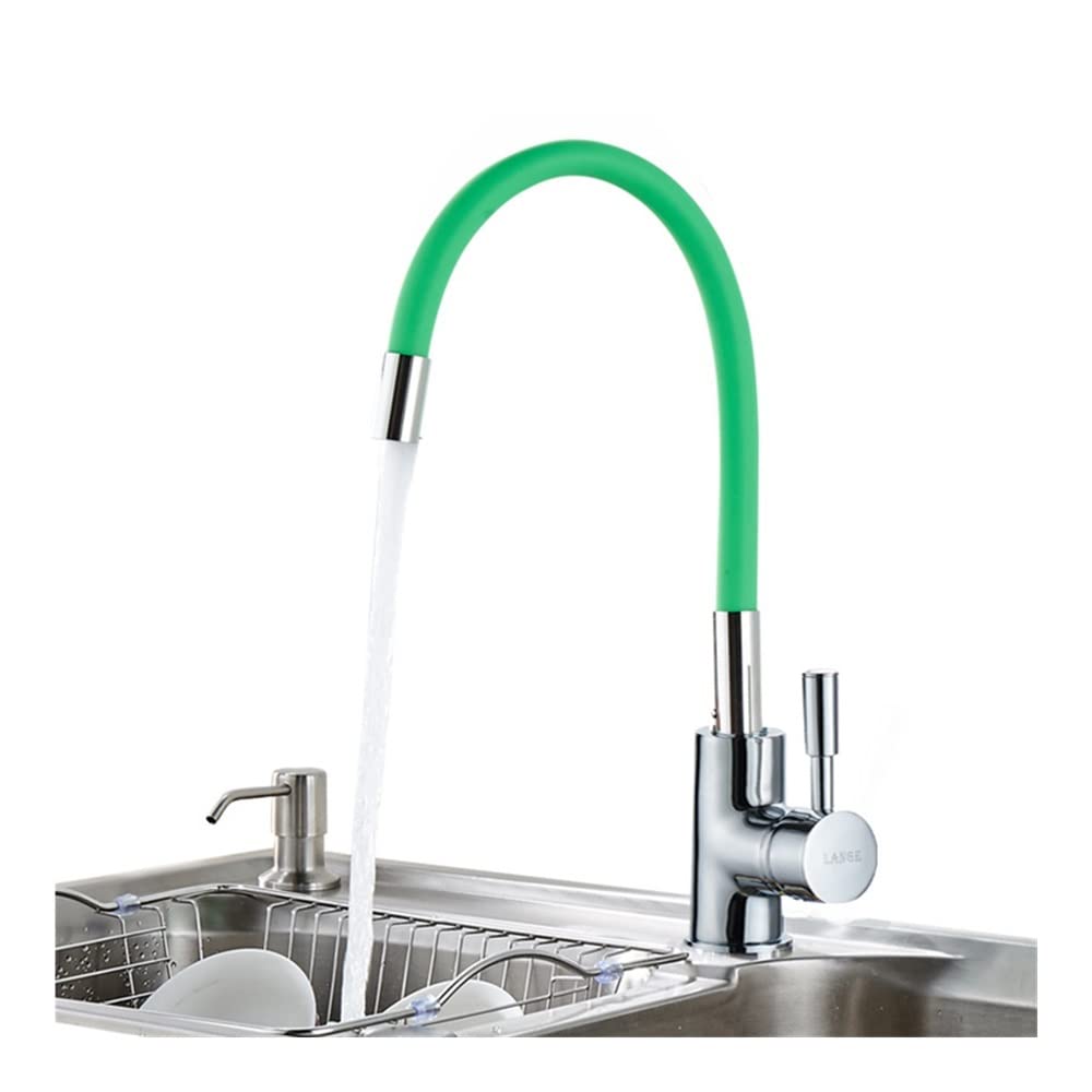 Robinet de cuisine mitigeur sur pont rotatif eau chaude froide vert LWX
