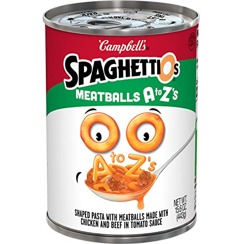 SpaghettiOs A to Z's Canned Pasta with Meatballs, Healthy Snack for Kids and Adults, 15.6 OZ Can