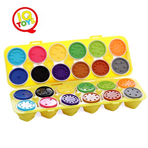 IQ Toys Matching Eggs Set, Toddler Match an Egg Toy, Educational Set of 12 Color and Number Recognition Learning Skills Eggs and Egg Carton for Toddlers Kids Girls and Boys
