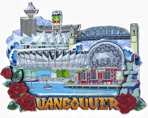 Imán de nevera decorativo de madera Vancouver Canadá miniatura 1