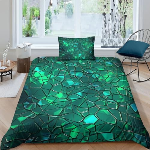 Housse de couette avec fermeture à glissière émeraude lit simple