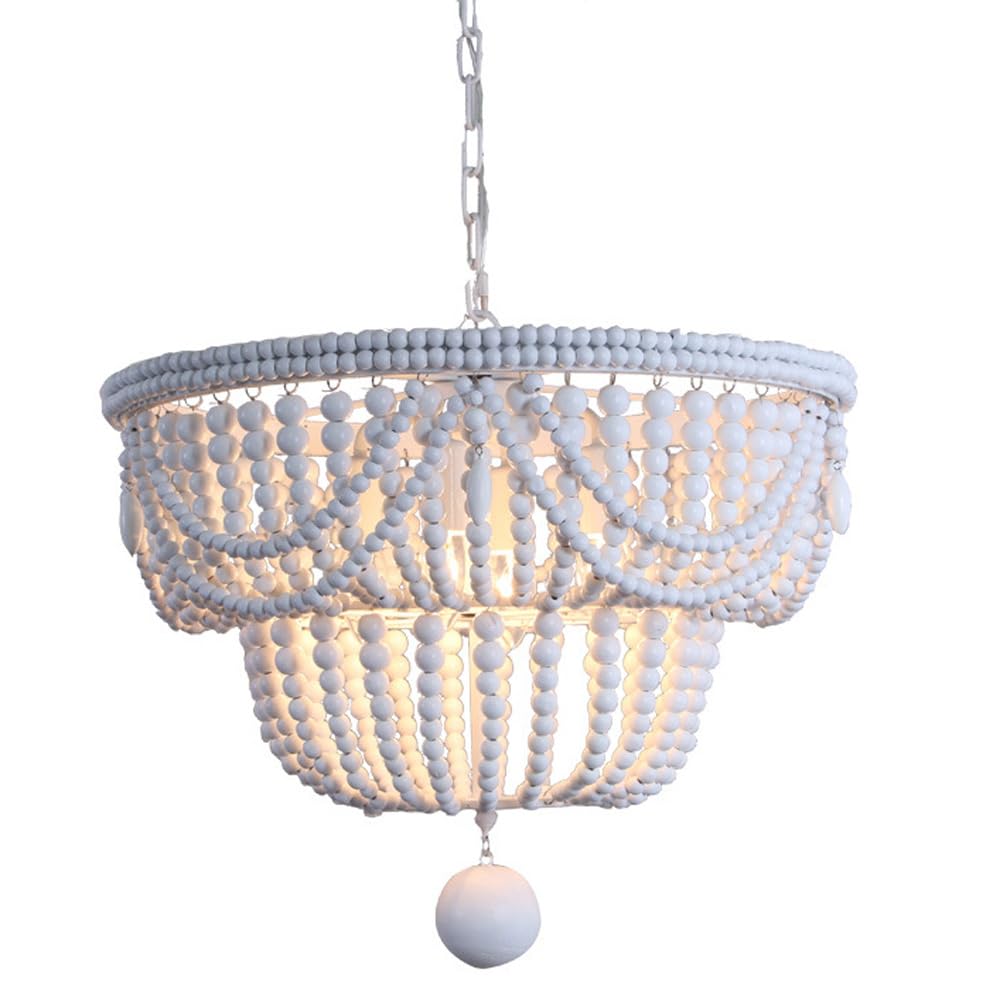 HXYSXHJUO Boho Wood Beaded Chandelier,Farmhouse Coastal Large Pendant Light Antique Rustic Bohemia Fixture for Dining Room Kitchen Living Entryway Foyer Hotel