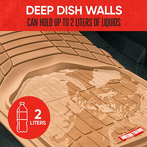 Image of Motor Trend FlexTough Defender Floor Mats for Cars & TrunkShield Trunk Mat Set, Next-Gen Deep Dish Heavy Duty Car All Weather, Rubber Set Auto Truck Van SUV B09VYBHPDK
