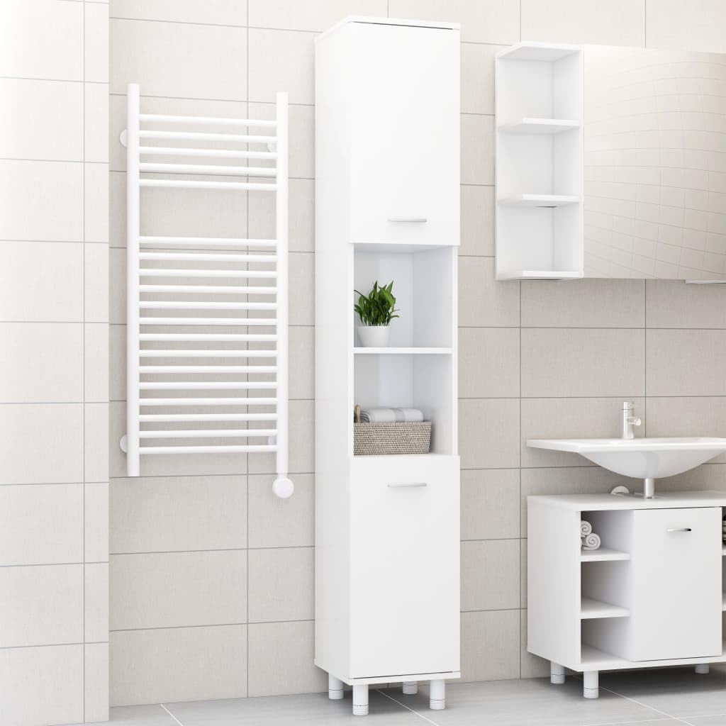 Home Garden Mobile Bagno Bianco Lucido 30x30x179 cm Legno Ingegnerizzato
