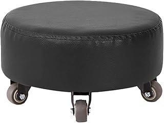 KTREZ - Taburetes de rodillo bajo con silla universal de pedicura para Nail Tech - Taburete de polea rodante, rueda universal de 360°, cómodo, fuerte, elegante, adecuado para el hogar u offic negro