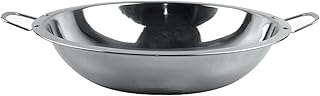 Stainless Steel Soup Pot Binaural Large Capacity Shallow Wide Edge Soup Pot for Home Business Durable Easy to Clean for Hot Pot Seafood Feasts Crayfish Banquets (Stainless Steel 3)