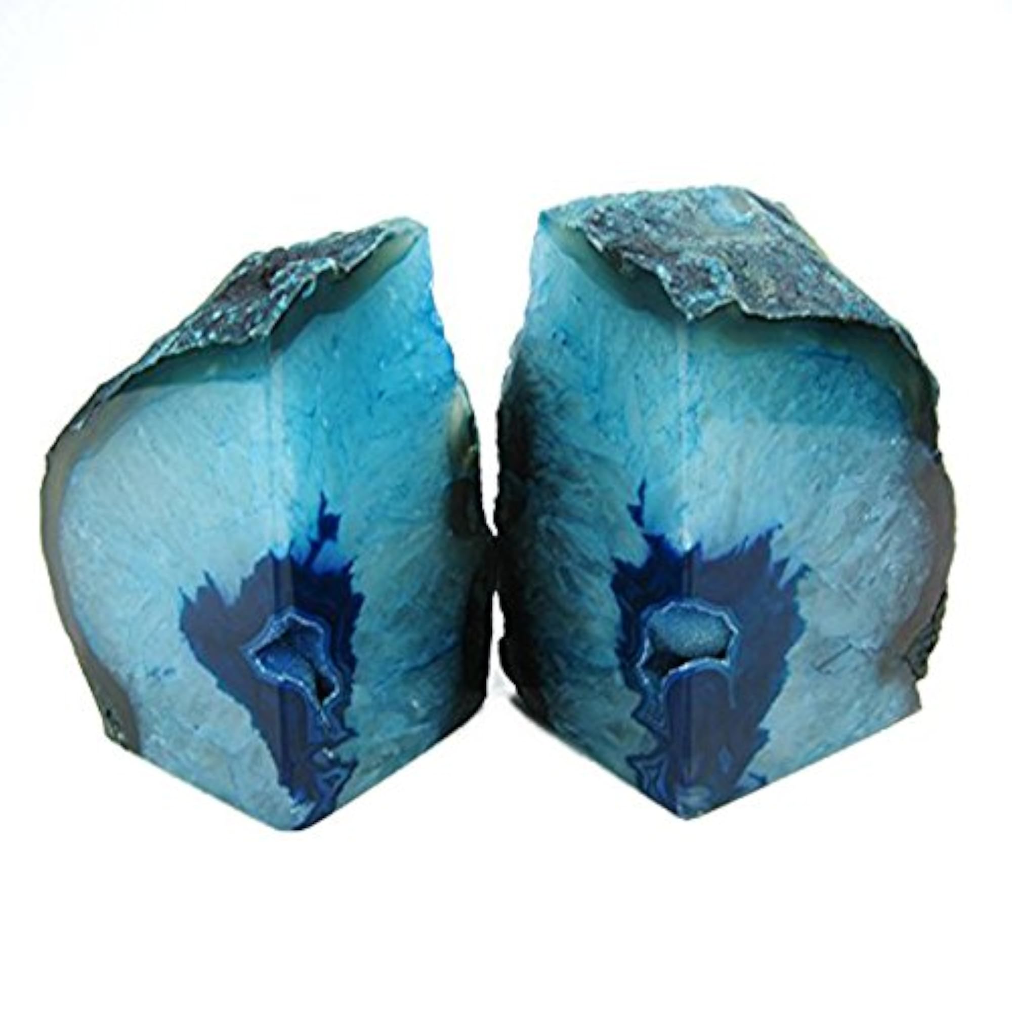 Decorative Natural Polished Dyed Green Agate Bookends, Modern Style