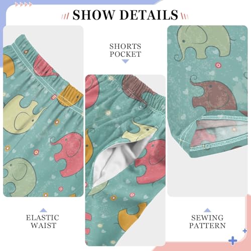 ZZXXB Retro Elephants Boys Long Pants Soft Trousers Elastic Waist Kids Lounge Bottoms with Pockets S-XL4