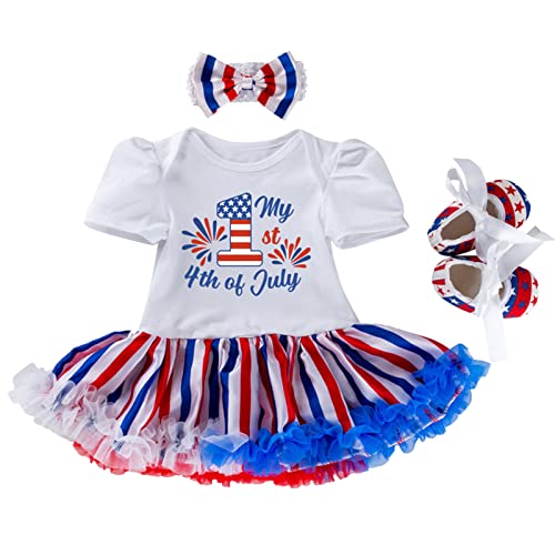 sfdgfhyf Little Kid First Walking Sneakers Infant Girls Independence Day Short Sleeve Letter Print Romper (Blue, 3-6 Months)